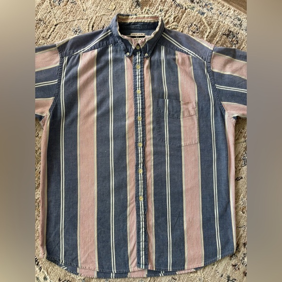 Vintage Button Down Mens Large Blue Red Cotton Preppy Retro USA Coastal Beach - Picture 3 of 8